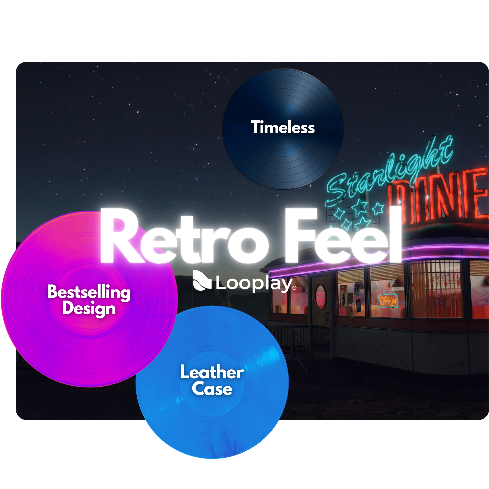 Looplay™ Retro Suitcase Turntable with LED Effects